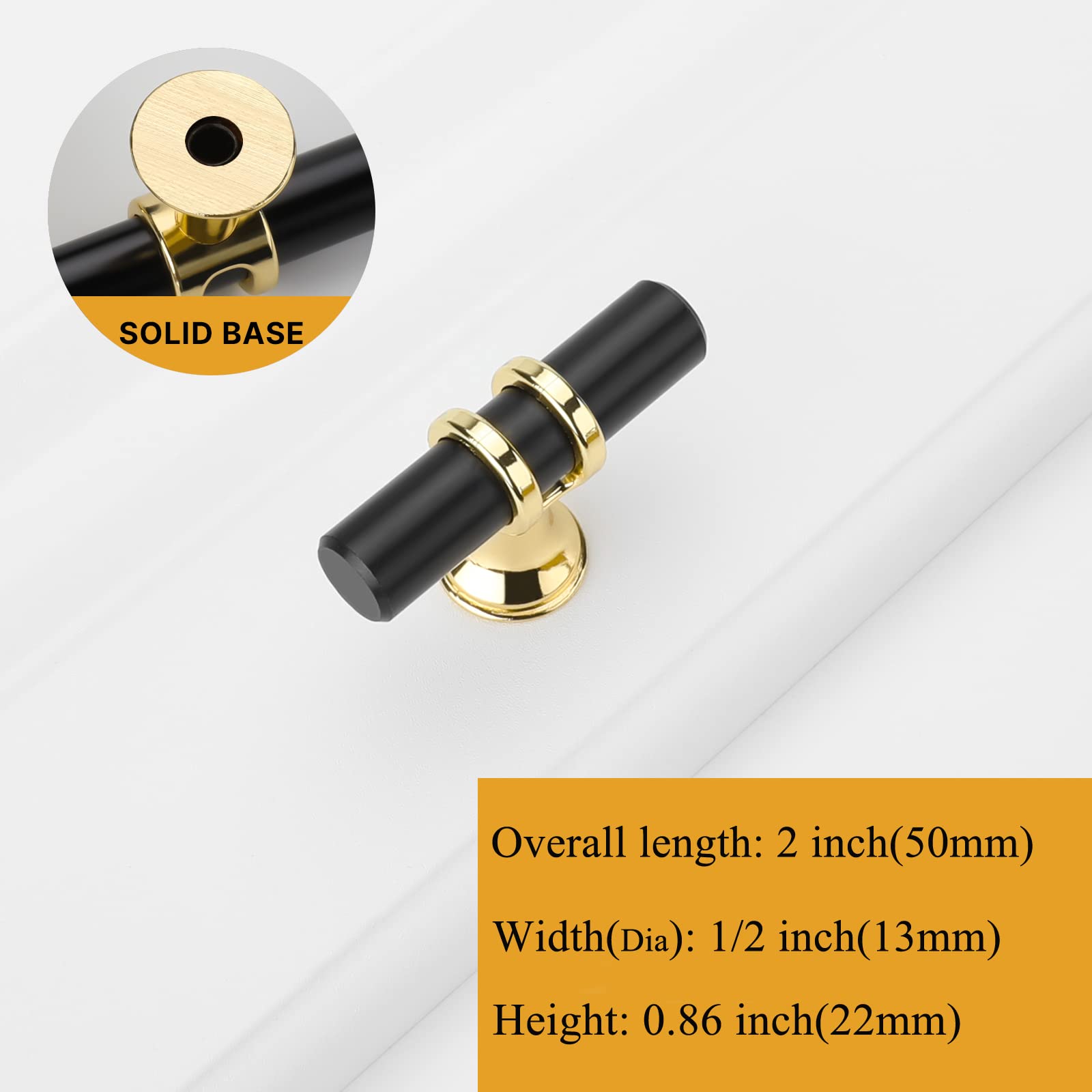 10 Pack Black Gold Cabinet Knobs - Single Hole Kitchen Handles & Drawer Pulls for Bathroom, Dresser & Cabinet Hardware - Elegant Upgrade for Home Decor & DIY Projects