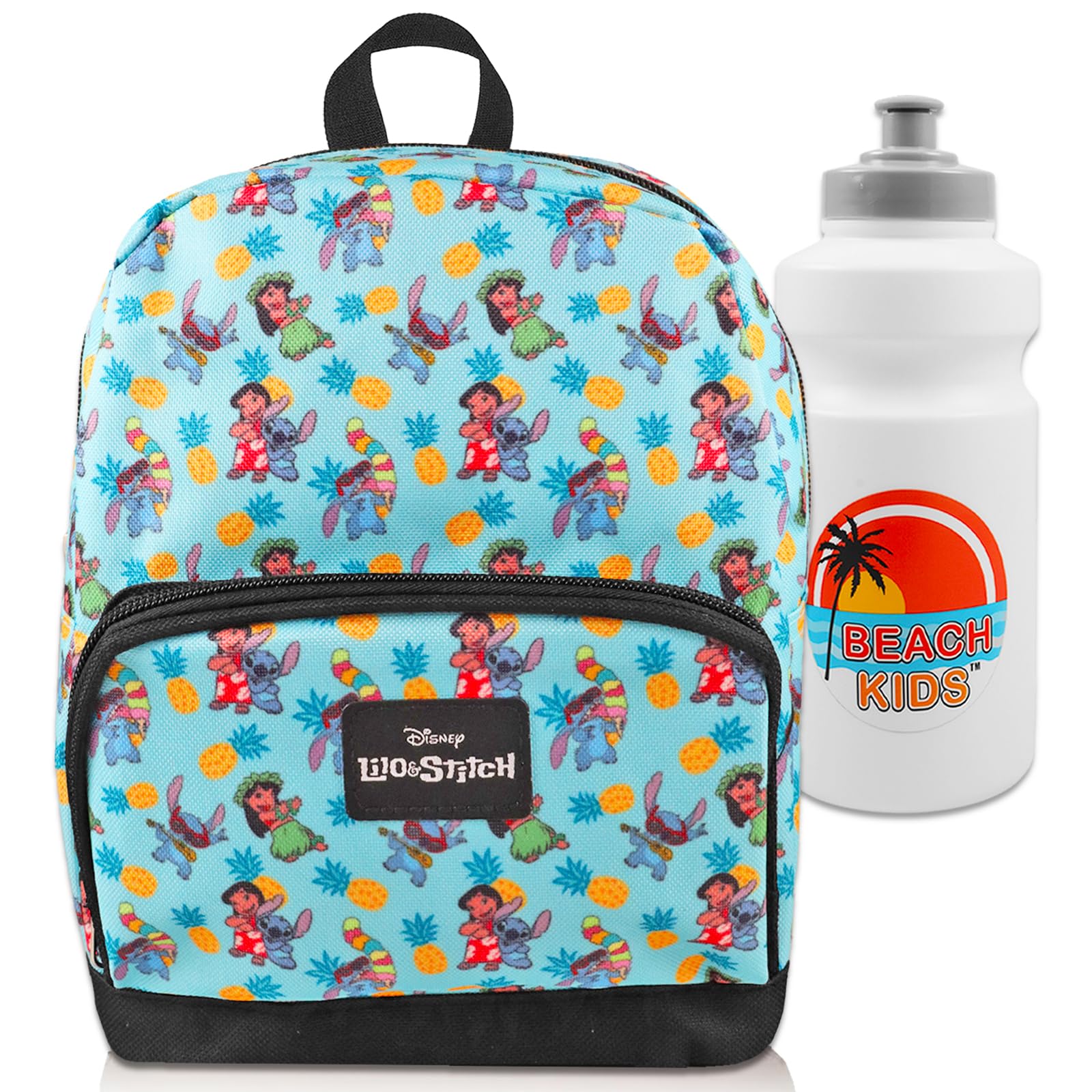 Lilo and Stitch Mini Backpack for Girls - 10 Inch Cute Canvas Backpack with Front Pocket & Water Bottle Holder | Disney Stitch Themed School Bag for Kids, Travel, Daycare & Cosplay Accessories
