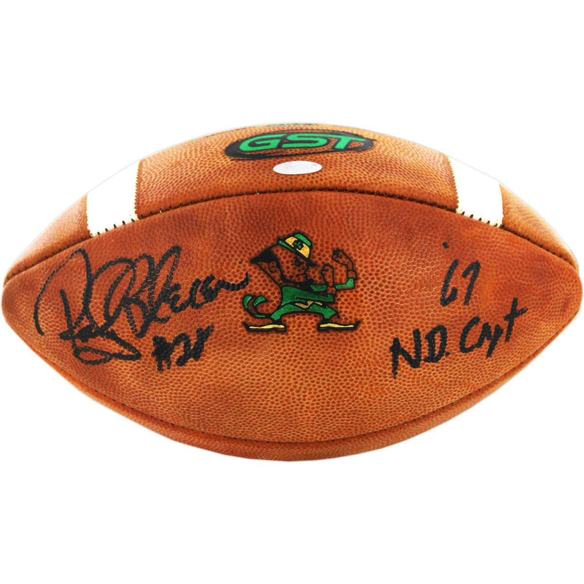 Rocky Bleier Autographed Notre Dame Game Model Football with 1967 Captain Inscription - Perfect for Sports Memorabilia Collectors and Pittsburgh Steelers Fans