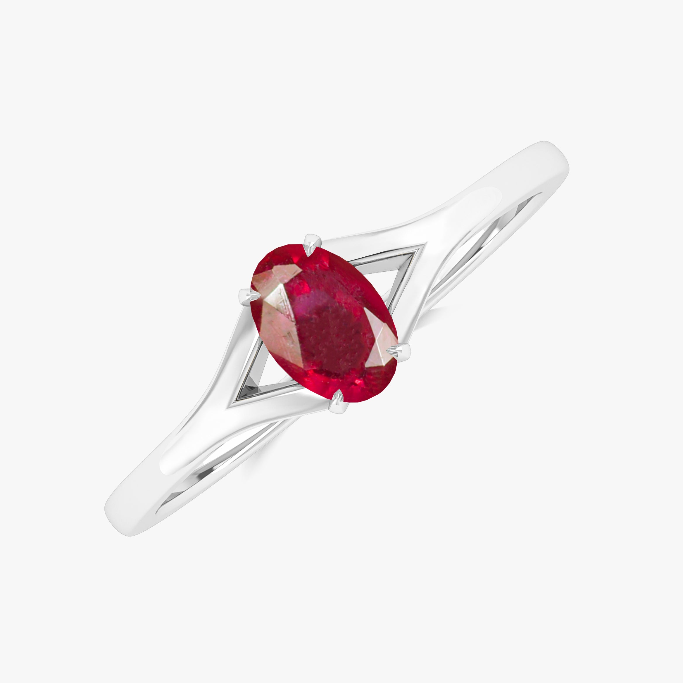 Natural Oval Faceted Red Ruby Ring for Women - Genuine Gemstone Jewelry Gift for Anniversary, Engagement & Special Occasions