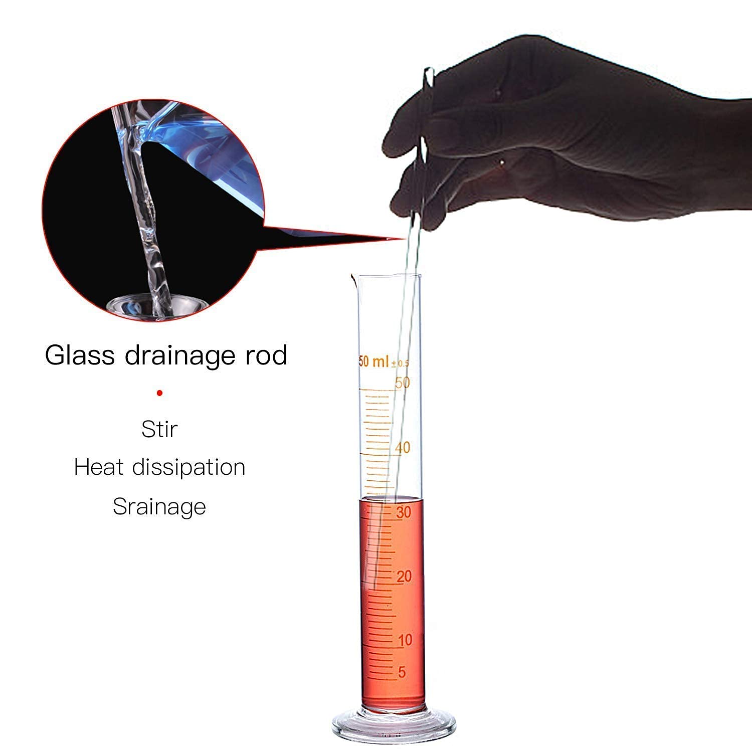 SPYLX 5ml Borosilicate Glass Measuring Cylinder - Heavy Duty, Reusable, Single Metric Graduated Cylinder for Laboratory Tests & Science Experiments - Perfect for Chemistry, Biology & School Labs