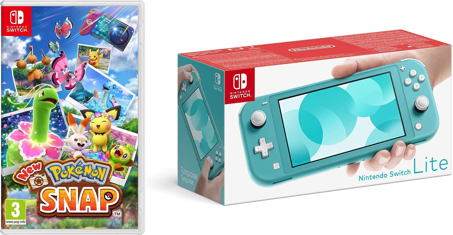 Nintendo Switch Lite - Turquoise Blue Handheld Console with New Pokemon Snap Game Bundle for Nintendo Switch | Portable Gaming for Travel, Commuting & Home Entertainment