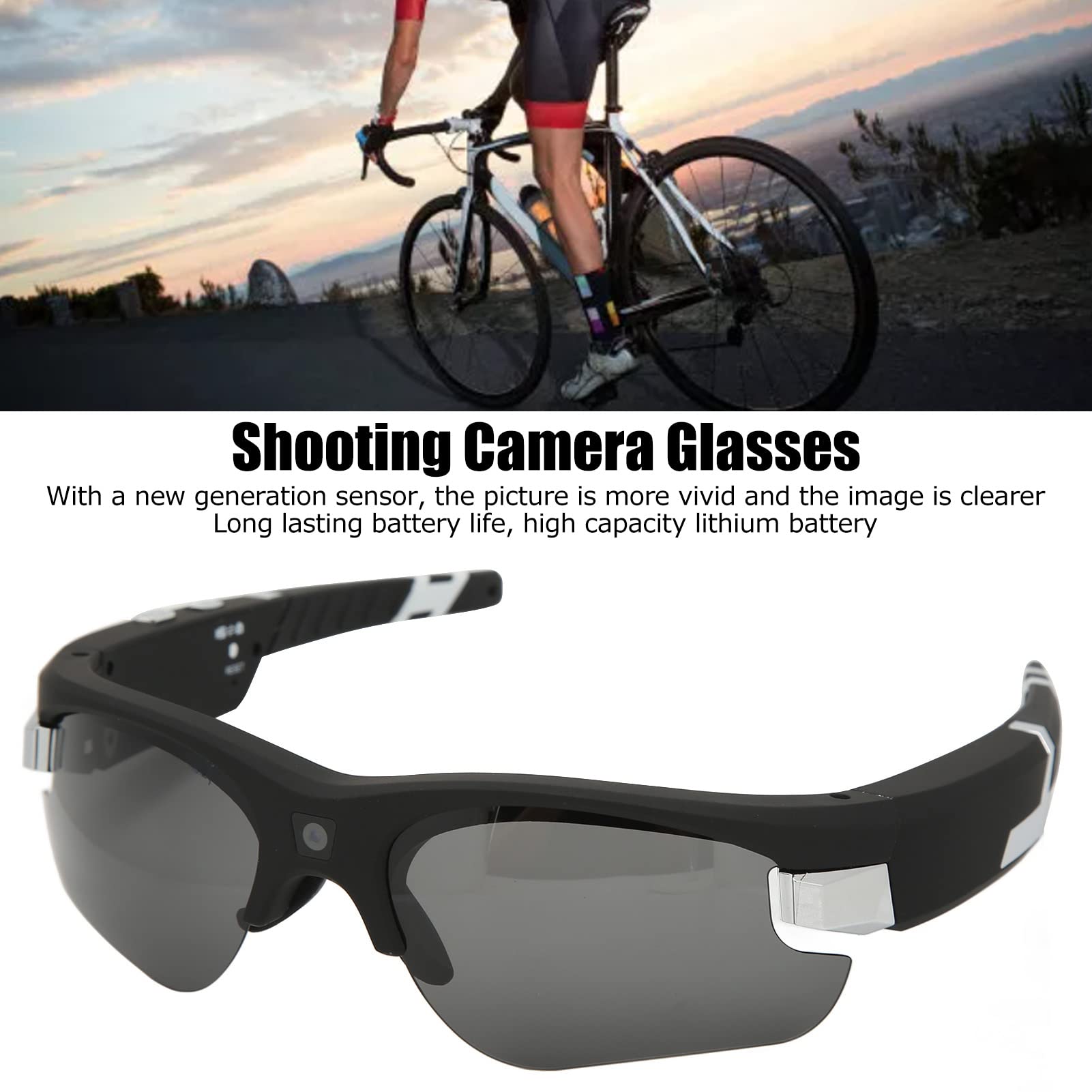 HD 1080P Video Recording Sunglasses with 4 Interchangeable Lenses - Sports Camera Glasses for Cycling, Driving, Hunting & Outdoor Adventures | Hands-Free Action Camera for Vlogging, Travel & Extreme Sports