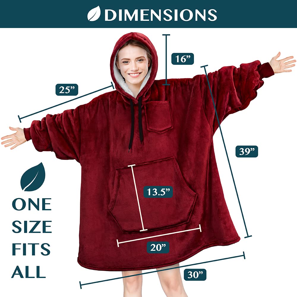 PAVILIA Women's Sherpa Wearable Blanket Hoodie - Oversized Cozy Fleece Sweatshirt with Hood for Men & Women | Perfect for Lounging, Camping, and Netflix Nights
