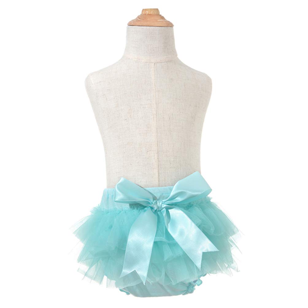 1PC Baby Girls Bow-Knot Tulle Ruffle Bloomers Shorts - Diaper Cover Underwear for Toddlers & Infants - Soft Cotton Bloomer Skirt with Ruffles - Perfect for Photoshoots, Parties & Everyday Wear (Blue)