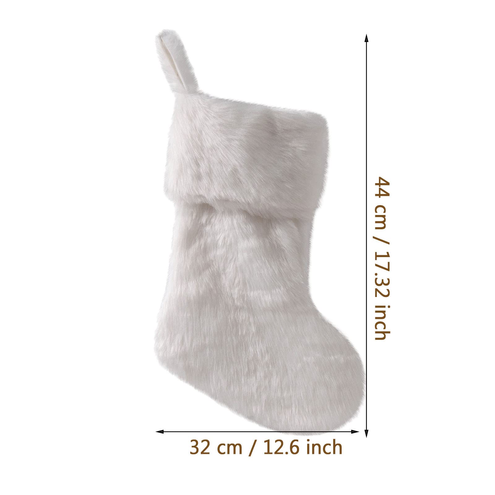 17 Inch White Faux Fur Christmas Stockings - Snowy Holiday Hanging Decor for Fireplace, Tree & Home - Candy Gift Bags for Xmas Decorations (Pure White) | Perfect for Holiday Parties, Family Gatherings & Festive Home Decor