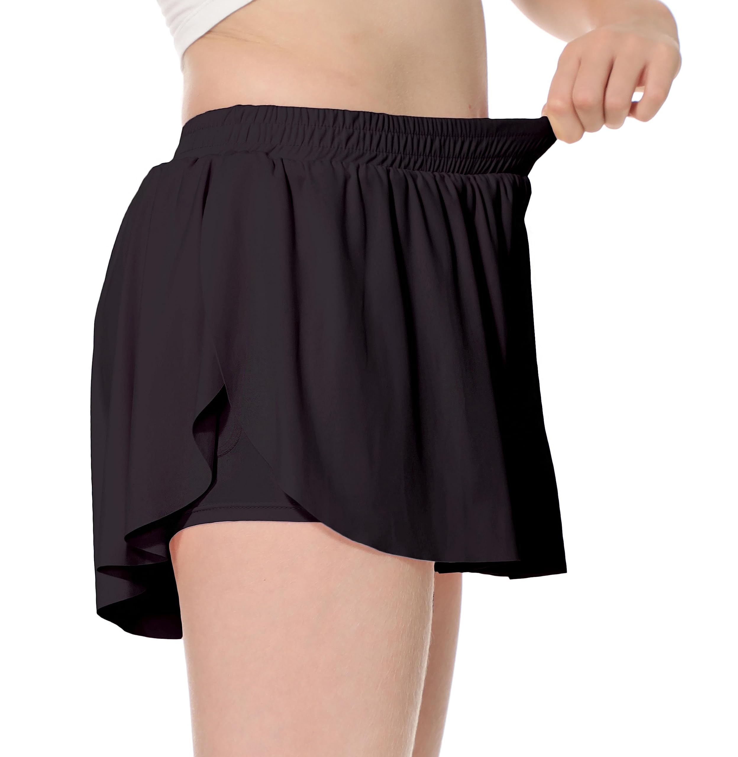 Girls' Athletic Flowy Butterfly Shorts - 2-in-1 Skorts for Tennis, Golf, Cheerleading & Running | Comfortable Preppy Sports Wear for Active Kids | Perfect for Practice, Gym Class & Outdoor Play