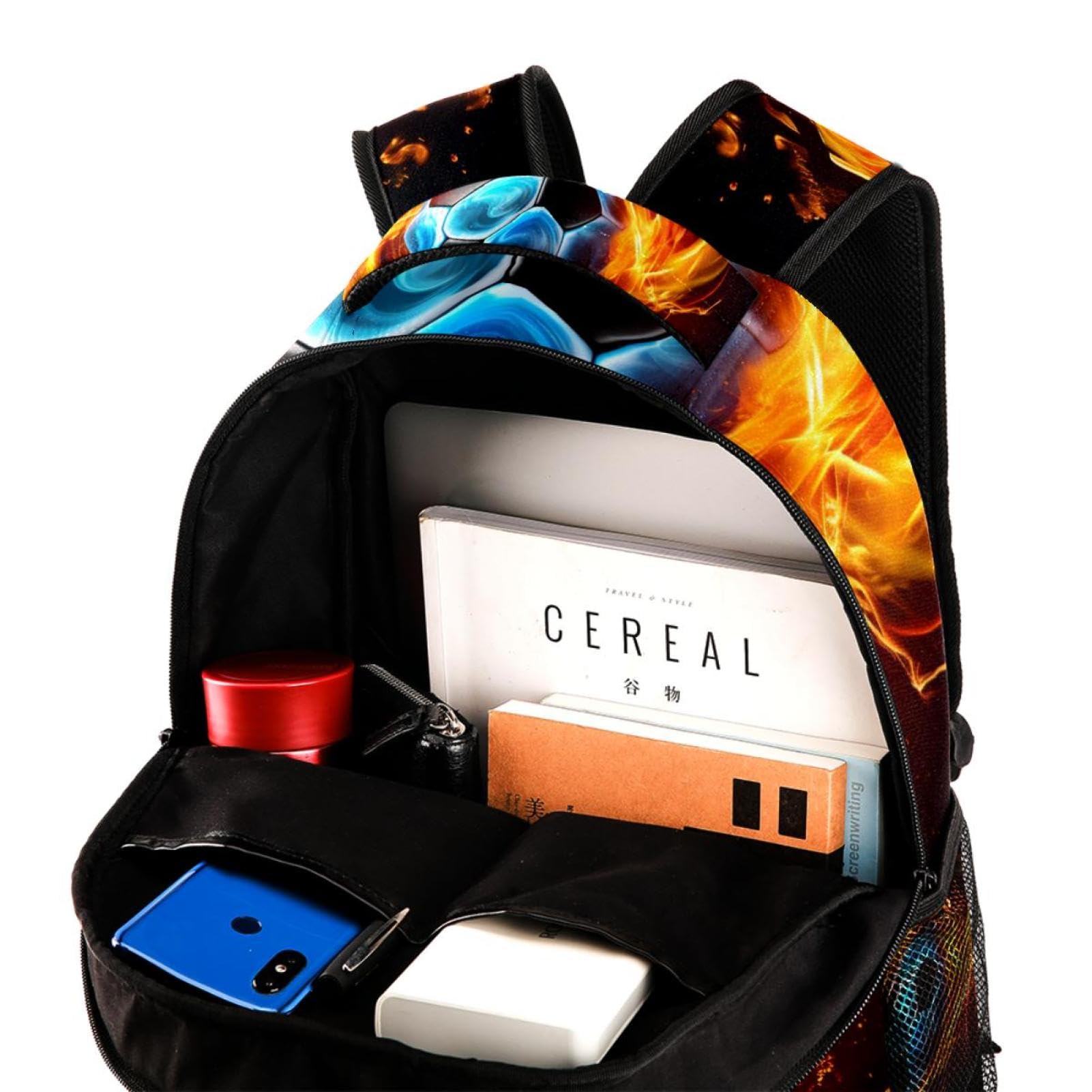 Best Travel & Work Backpack - Lightweight Durable Flaming Football Design - Perfect for Commuting, Hiking, and Business Trips