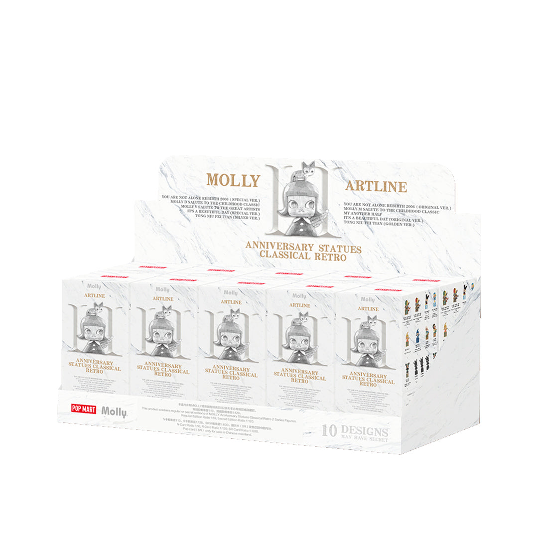 POP MART Molly Anniversary Statues - Classical Retro Series 2 Blind Box Collectible Toy for Display, Gifts & Home Decor