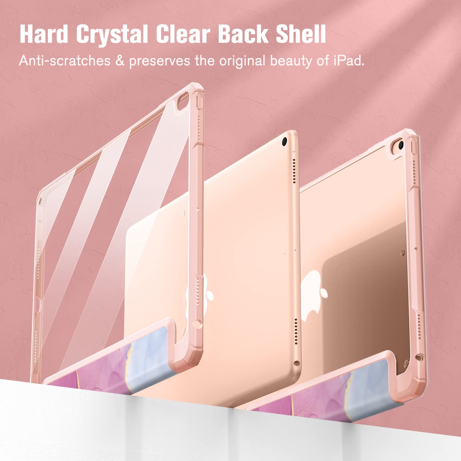 Fintie Hybrid Slim Shockproof Case for iPad Air 3 (2019) & iPad Pro 10.5 (2017) - Clear Transparent Back Cover with Built-in Apple Pencil Holder | Dreamy Marble Design | Perfect for Work, School & Travel Protection