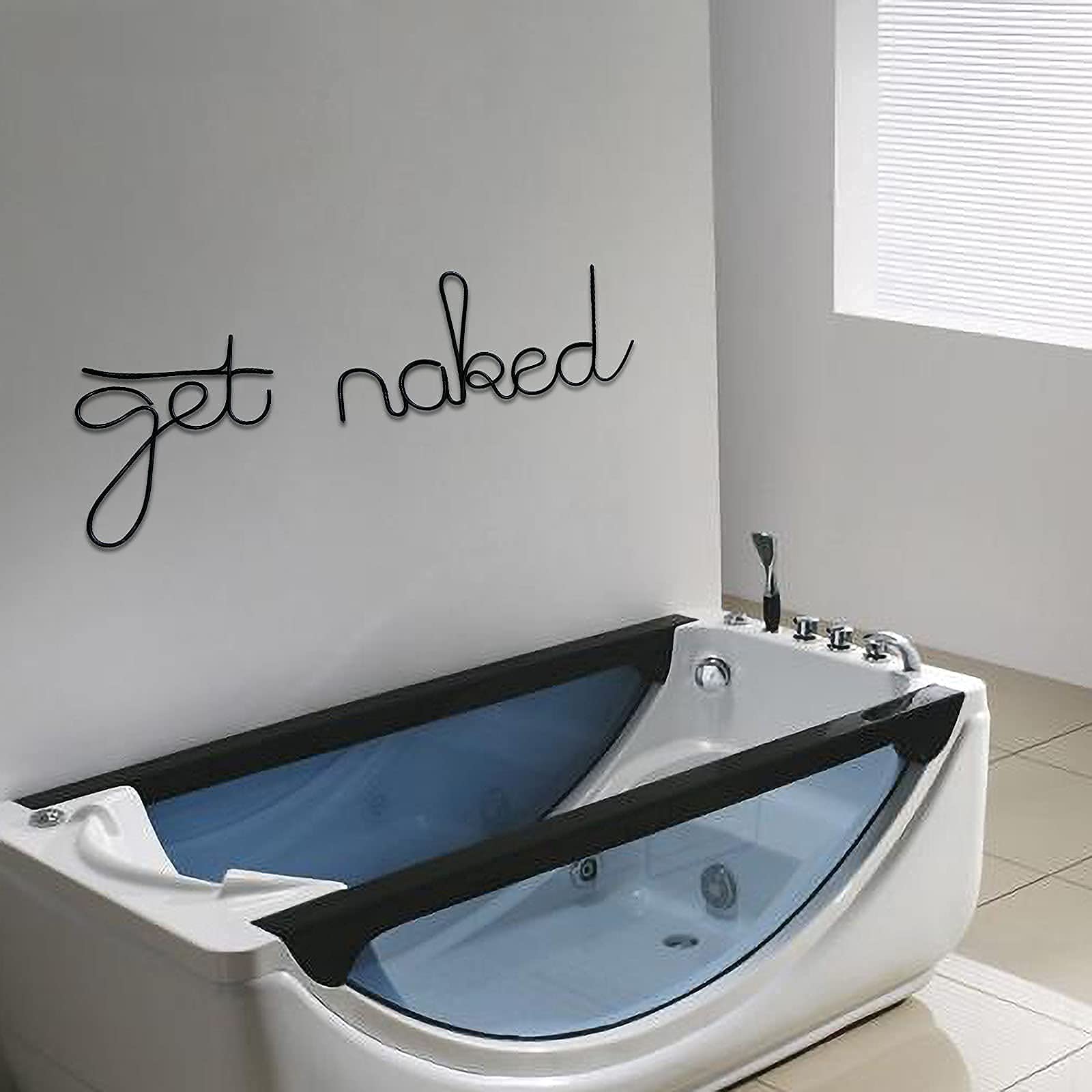 Funny Metal Wall Art Sign - 'Get Naked' Bathroom Decor for Home, Wedding & Bridal Gift (Black) | Perfect for Bathroom, Bedroom, or Unique Housewarming Present