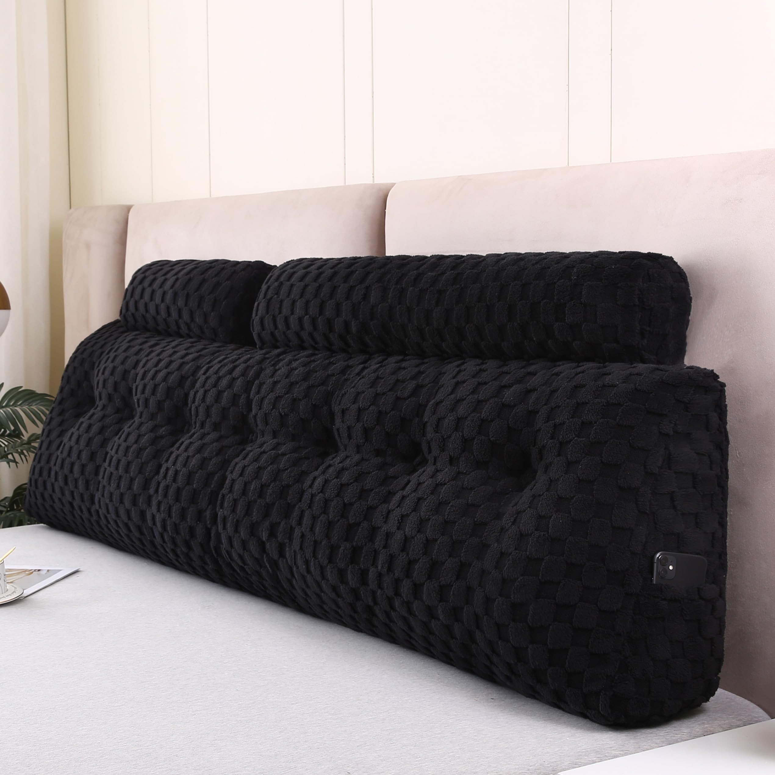 **Wedge Headboard Pillows Set - Long & Short Bolster Pillows for Bed Backrest, Sitting Comfort - Perfect for Reading, Watching TV, or Relaxing in Bed**
