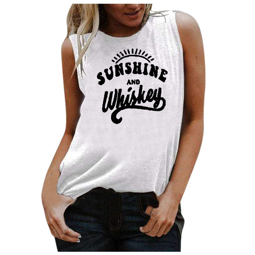 Women's Casual Summer Sleeveless Beach Tank Top - Letter Graphic Printed Blouse for Vacation, Pool Party & Outdoor Activities