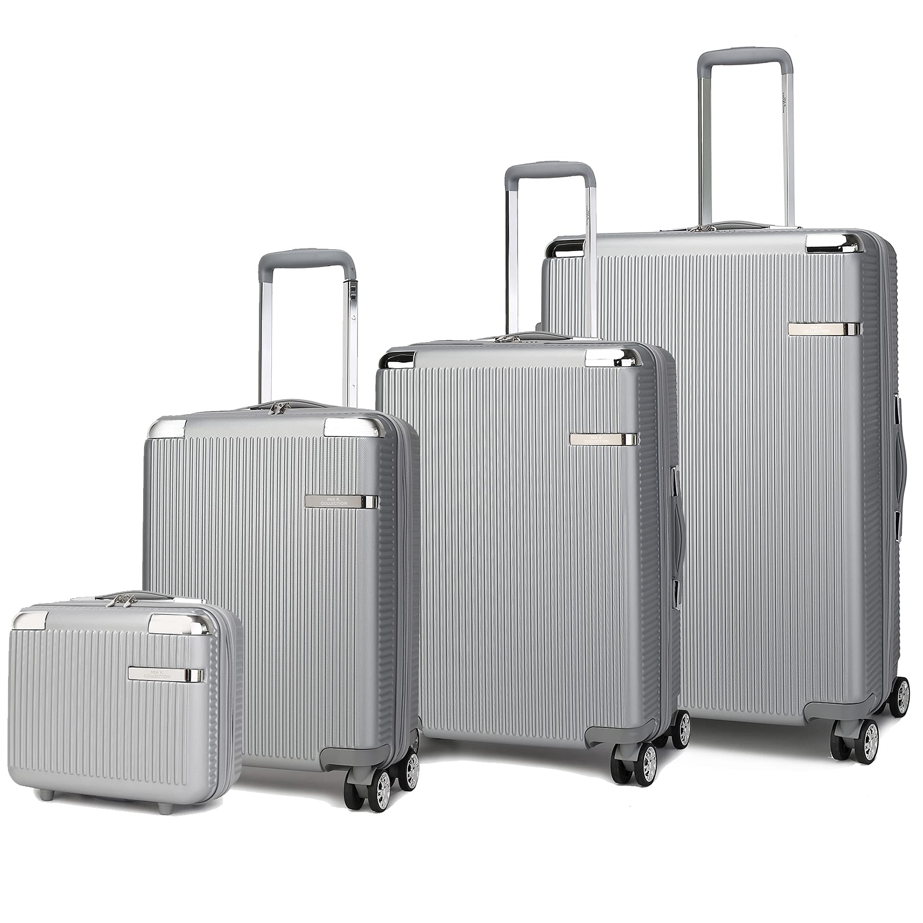 MKF Collection 4-Piece Luggage Set - Lightweight Hardshell Spinner Suitcase with 4 Wheels for Fashionable Travel | Perfect for Business Trips, Vacations & Family Getaways