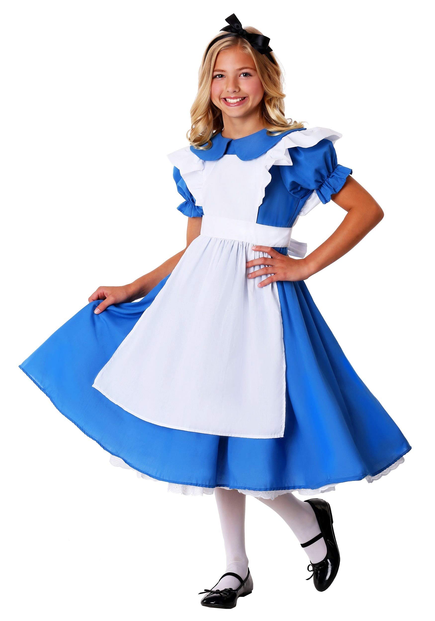 Alice in Wonderland Deluxe Costume for Girls - Blue & White Alice Dress for Halloween, Tea Parties & Cosplay | Kids Fancy Dress Outfit