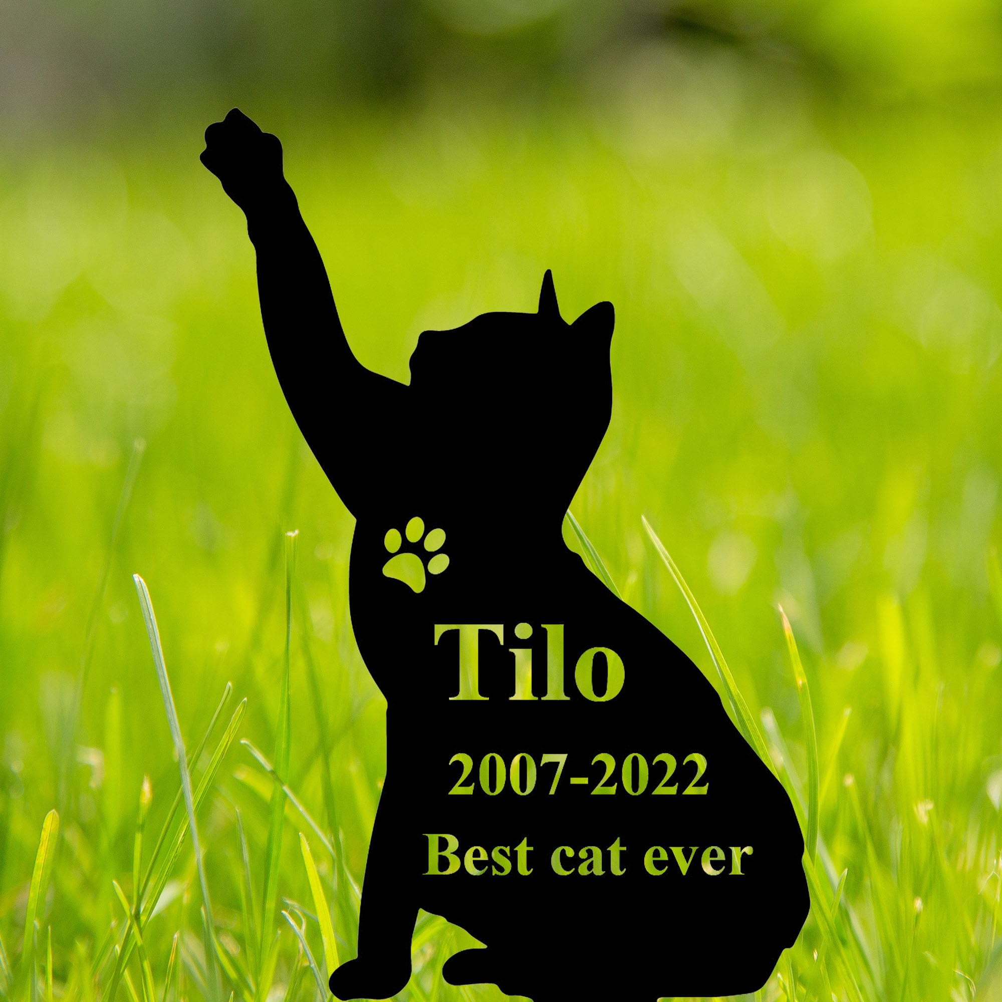 Personalized Cat Memorial Grave Stake - 18 Inch Outdoor Pet Grave Marker with Custom Engraving, Heartfelt Cat Loss Gift for Garden, Cemetery, or Backyard Memorial