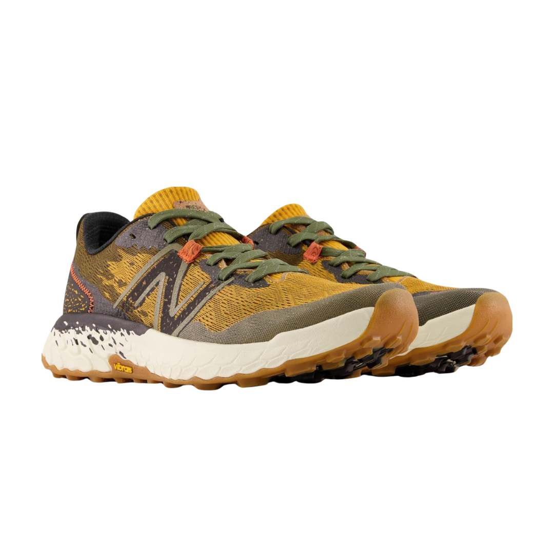 New Balance Men's Fresh Foam X Hierro V7 Trail Running Shoes - Golden Hour/Dark Camo/Black (D Width) for Hiking, Outdoor Adventures & Gym Workouts