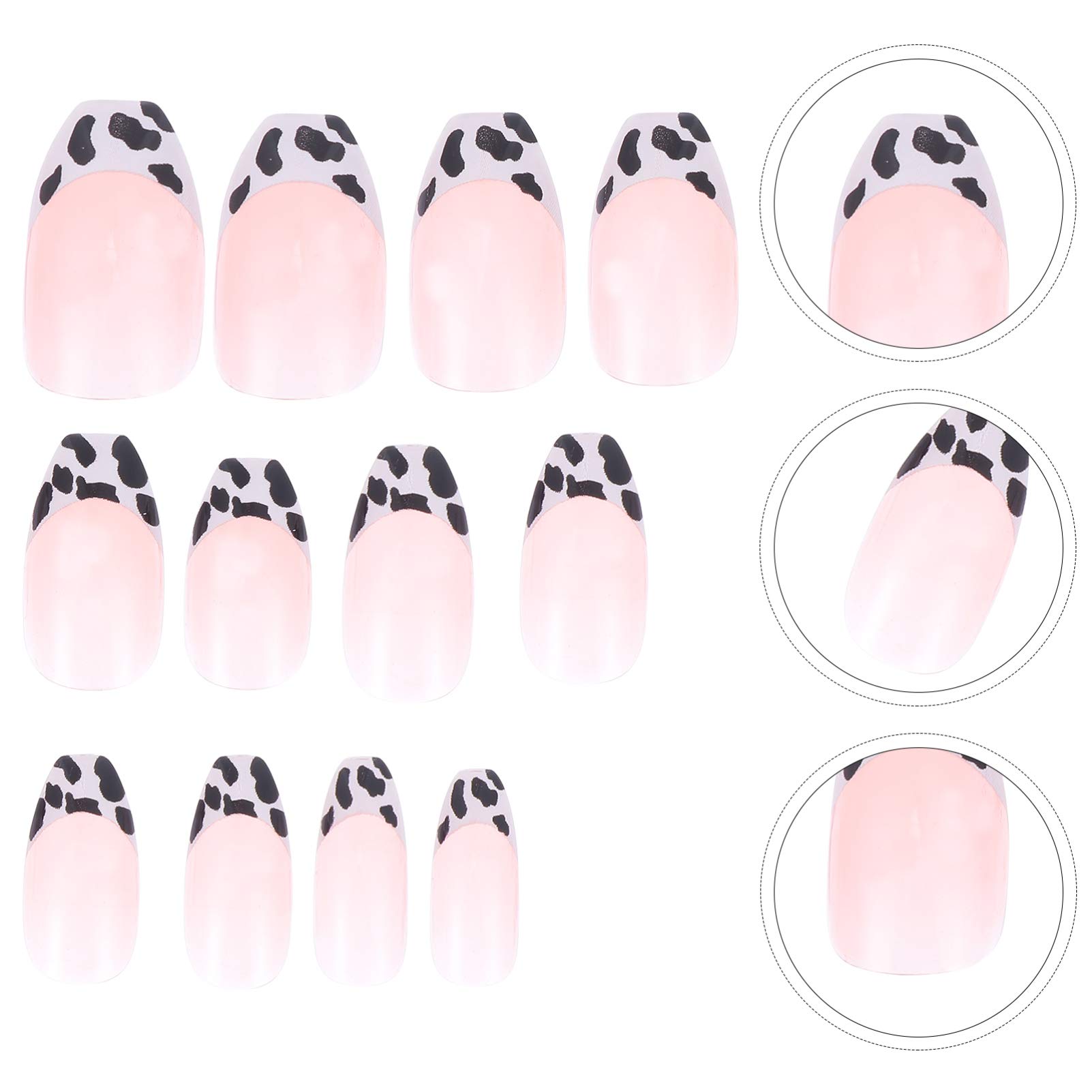 Beaupretty 48pcs Milk Pattern Press on Nails - Full Cover Artificial Nail Tips with Nail Art Stickers & Decals for DIY Nail Decorations | Perfect for Parties, Weddings, and Everyday Glam