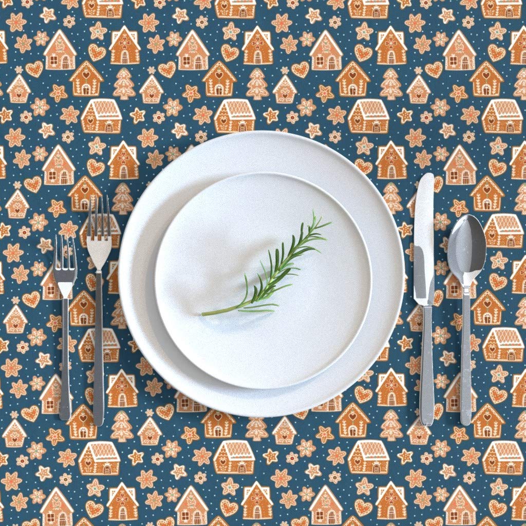 Custom Gingerbread House Cookies Print Cotton Sateen Tablecloth 70