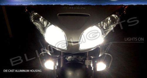 White LED Halo Fog Lamps Driving Lights for 2001-2017 Honda Goldwing GL1800 - High Visibility Fog & Night Driving Lights for Motorcycle Safety