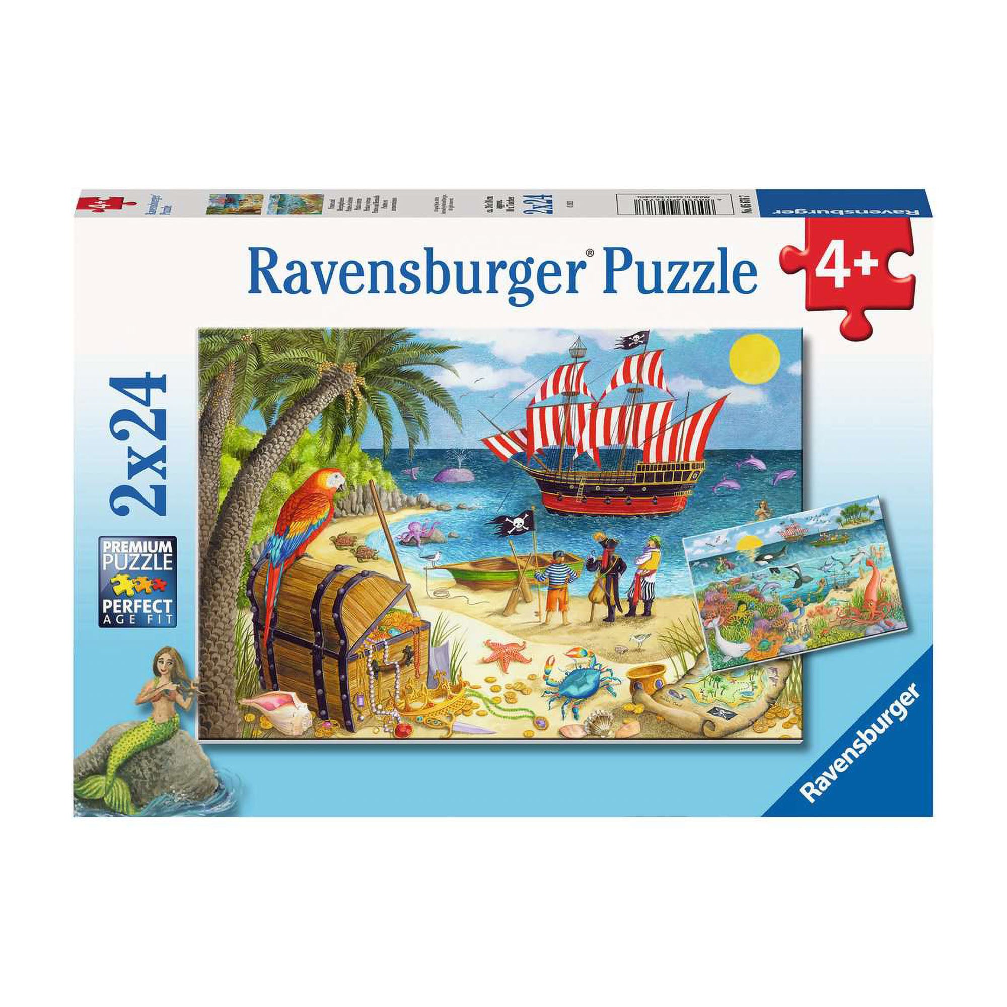 2-Pack 24-Piece Jigsaw Puzzles for Kids - Pirates & Mermaids Theme | Fun Learning Toys for Toddlers Ages 3-5 | Perfect for Birthday Gifts, Classroom Activities & Family Game Night