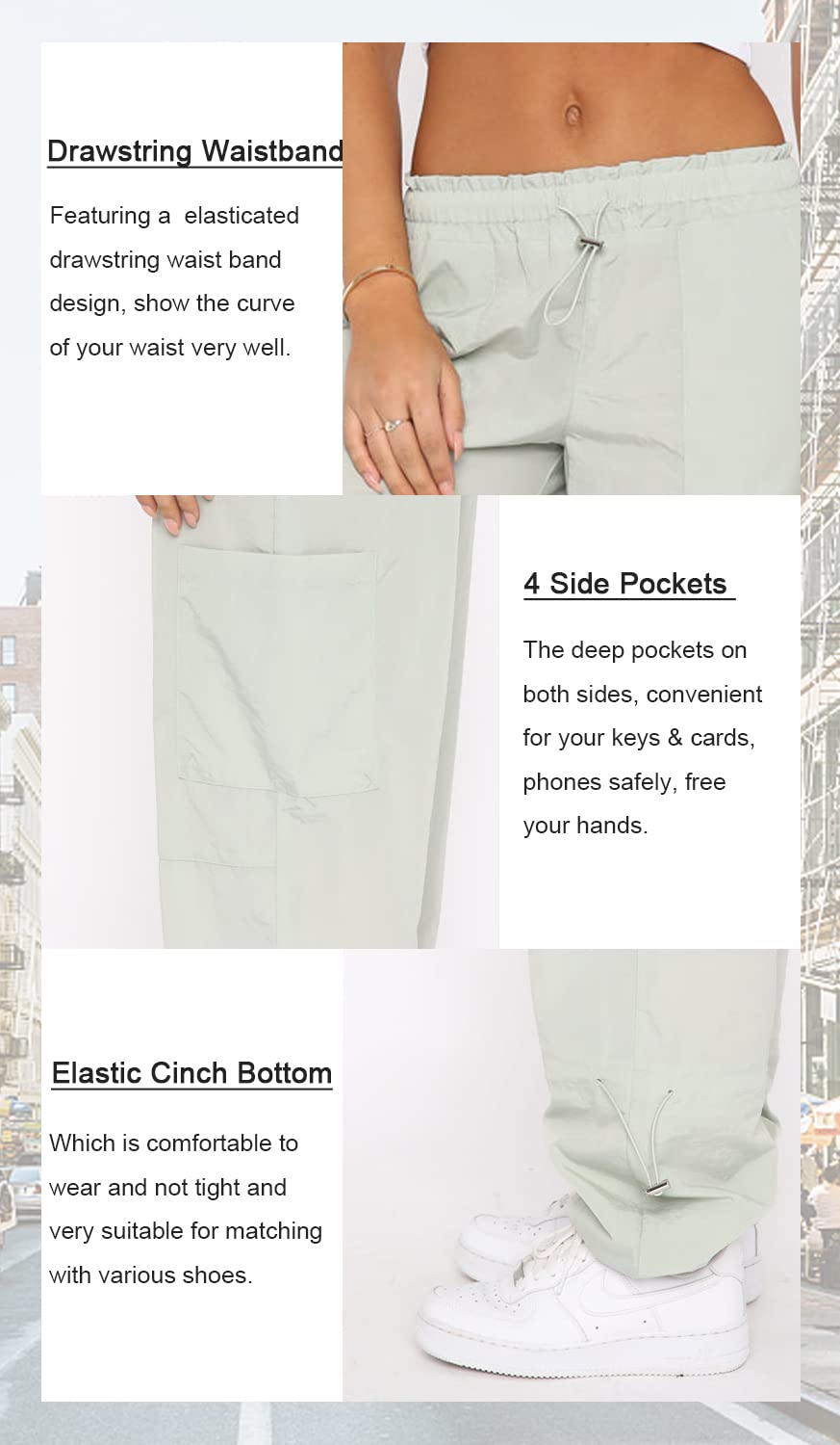 Women's Cargo Pants Baggy Parachute Pants - Y2K Style Rave & Festival Outfits | Streetwear, Casual Wear & Outdoor Activities