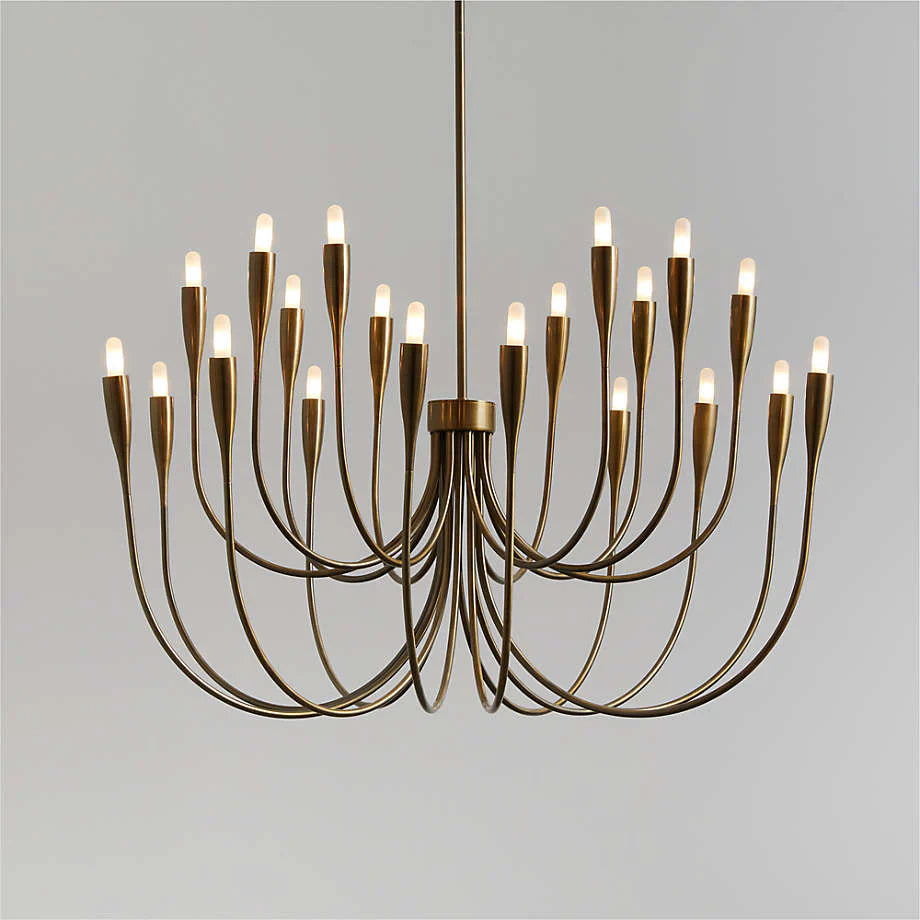Lione Large Brass Candelabra Chandelier Light - Elegant Vintage Ceiling Fixture for Dining Room, Living Room & Wedding Decor