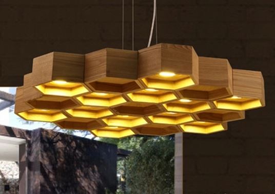 VILHELM Modern Honeycomb Hanging Lamp - Hexagon Ceiling Light Fixture for Living Room, Bedroom, Dining Room & Office Decor