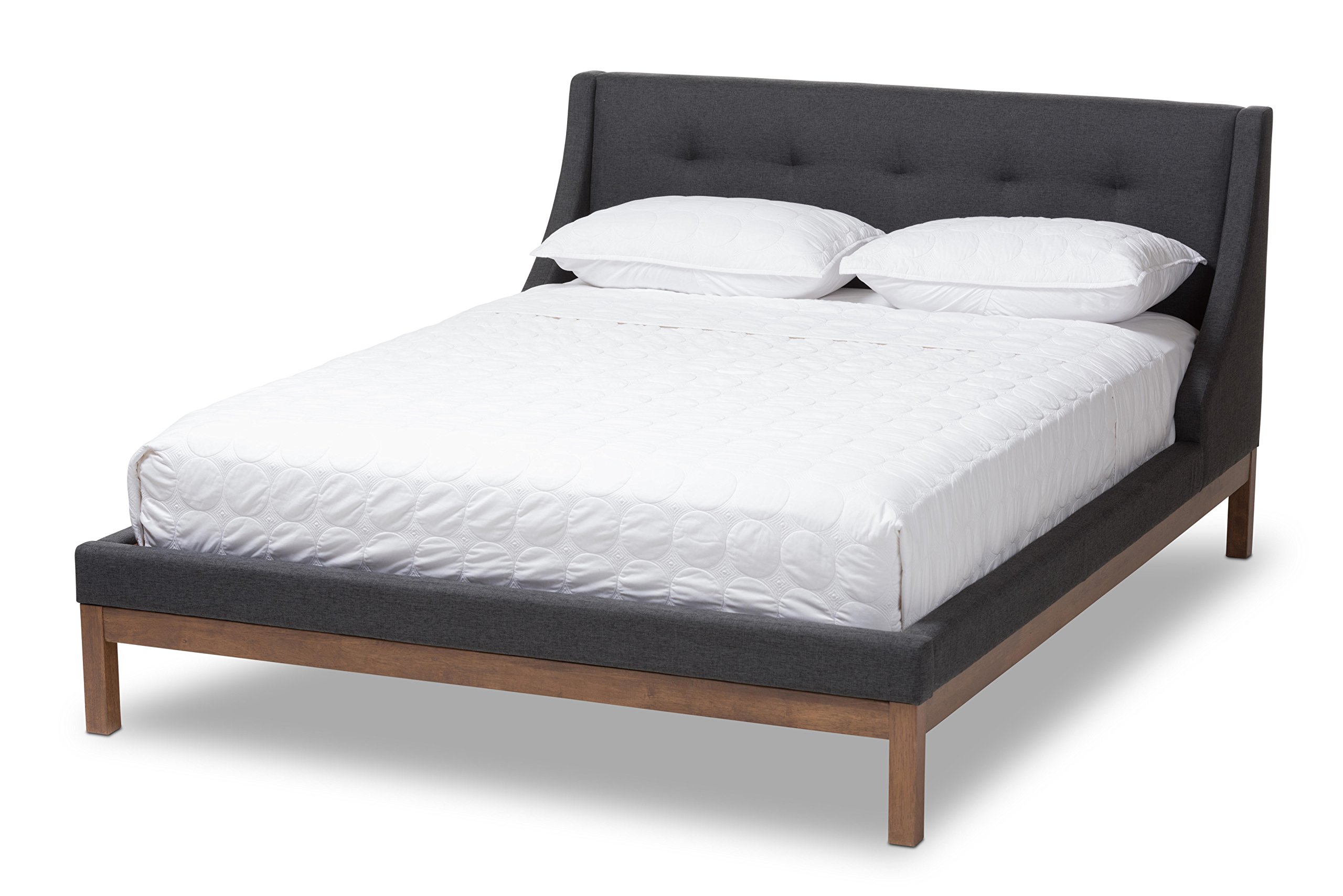 Baxton Studio Chartres Modern Platform Bed Frame - Queen Size, Dark Gray Finish - Perfect for Contemporary Bedrooms & Small Spaces