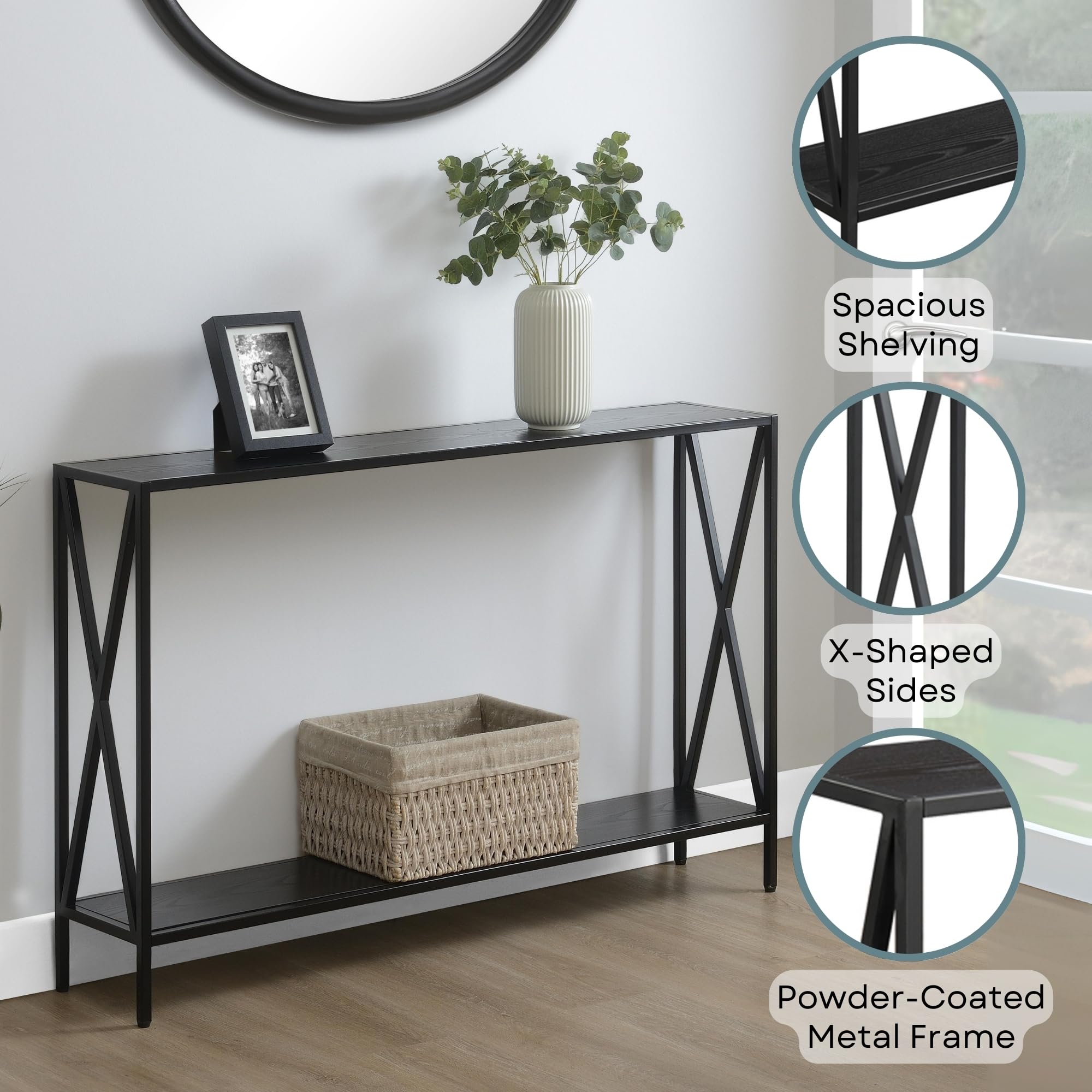 Modern Black Console Table 47.25