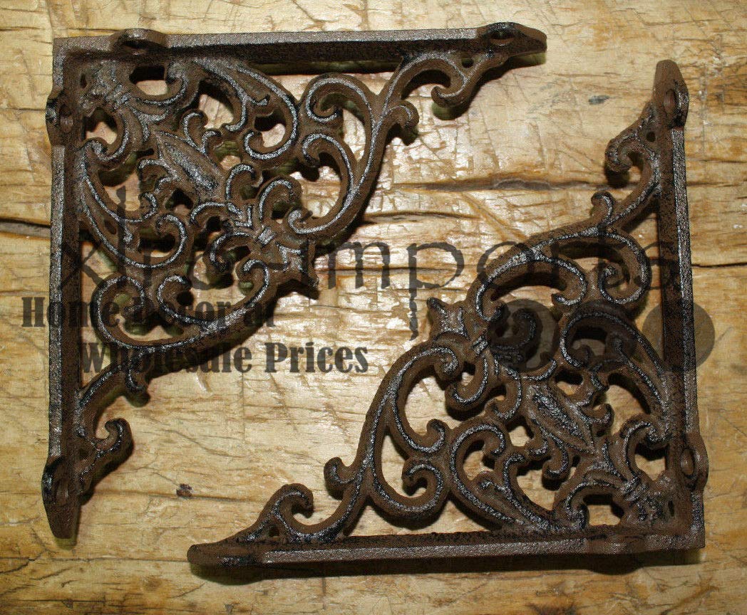 Antique Victorian Style Cast Iron Shelf Brackets - 12 Pack, Decorative Garden Braces for Home & Outdoor Decor (PIÑATAS OLE cvb-z-1087) - Perfect for Shelves, Mantels, and Porch Accents