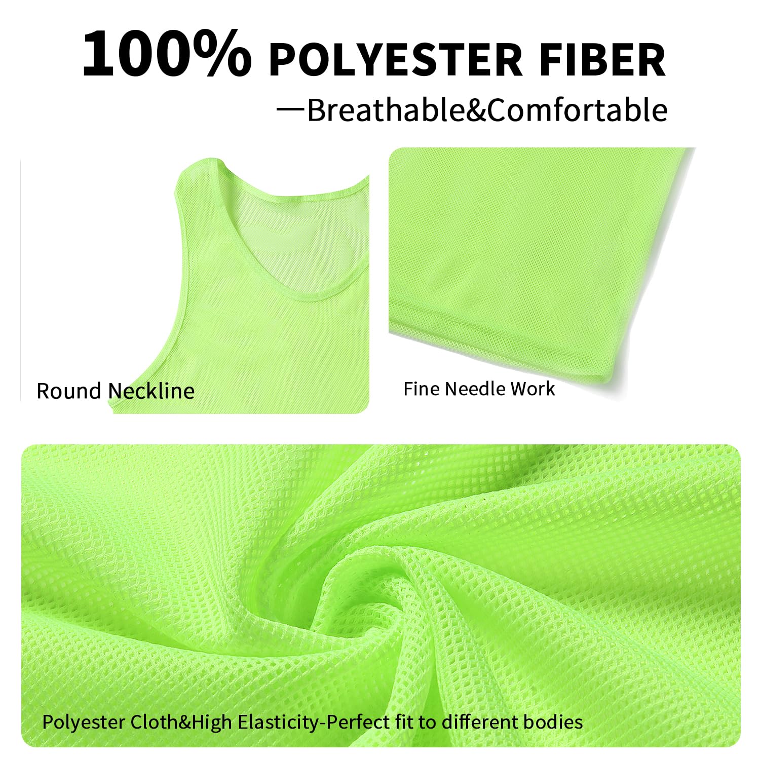 Breathable Nylon Mesh Soccer Training Vests for Adults & Youth - Numbered Practice Bibs for Team Drills, Scrimmages & Sports Conditioning