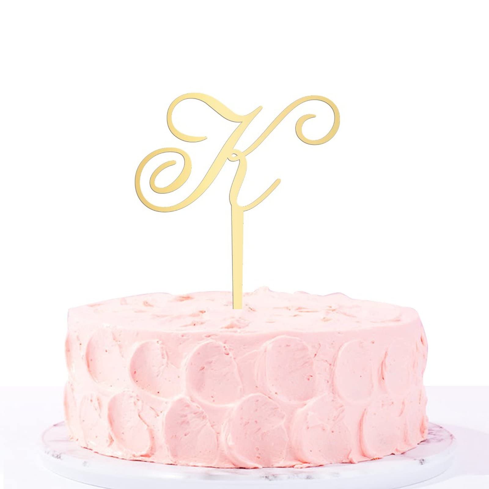 Elegant Gold Acrylic Monogram Cake Topper - Letter K Wedding Cake Decor for Anniversary, Birthday Party & Special Events | Rustic Initial Cake Topper for Wedding Dessert Table Decoration