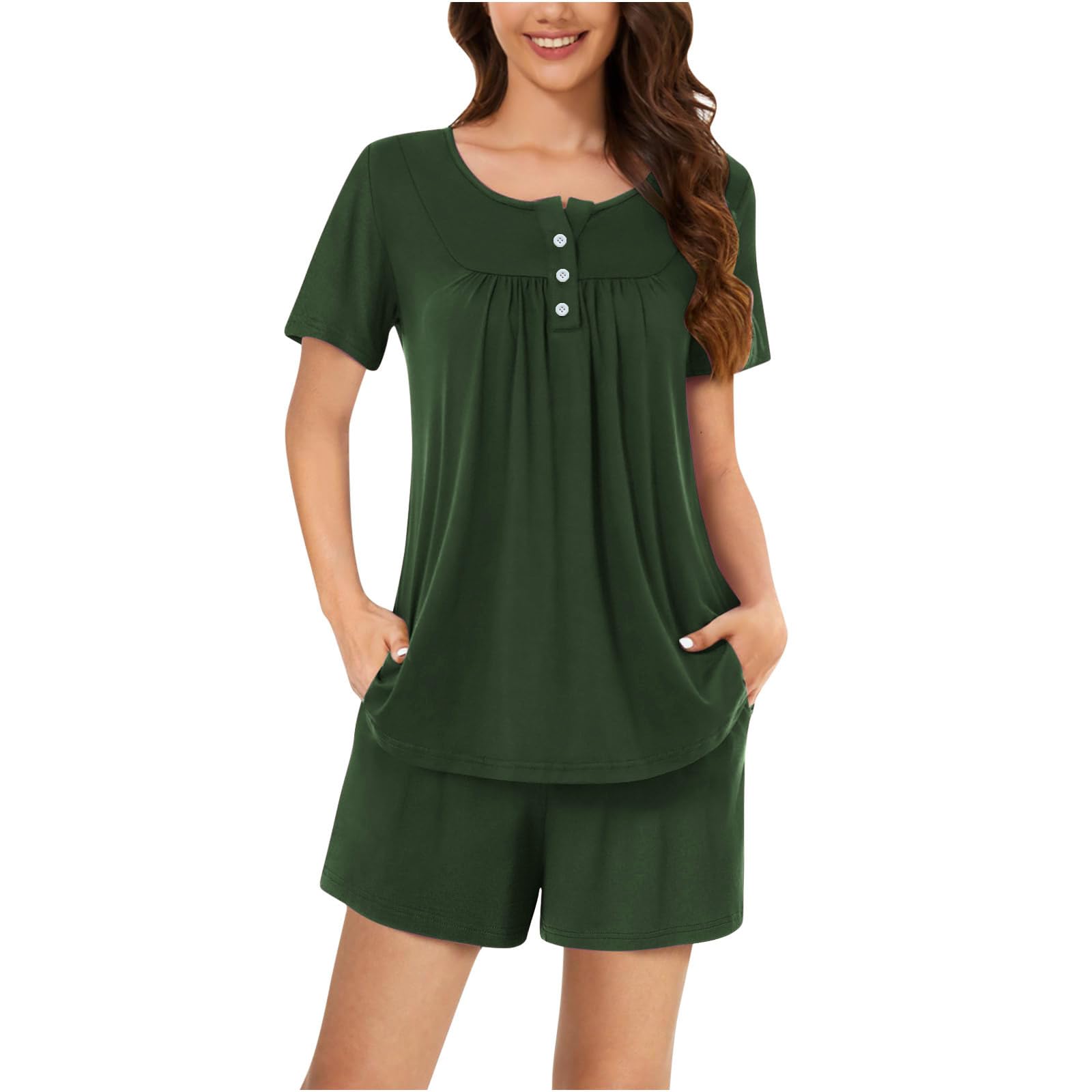 Women's Button-Up Pajama Set - Soft & Comfy 2-Piece Sleepwear with Shorts for Lounge & Nightwear | Perfect for Relaxing at Home, Sleepovers & Cozy Evenings