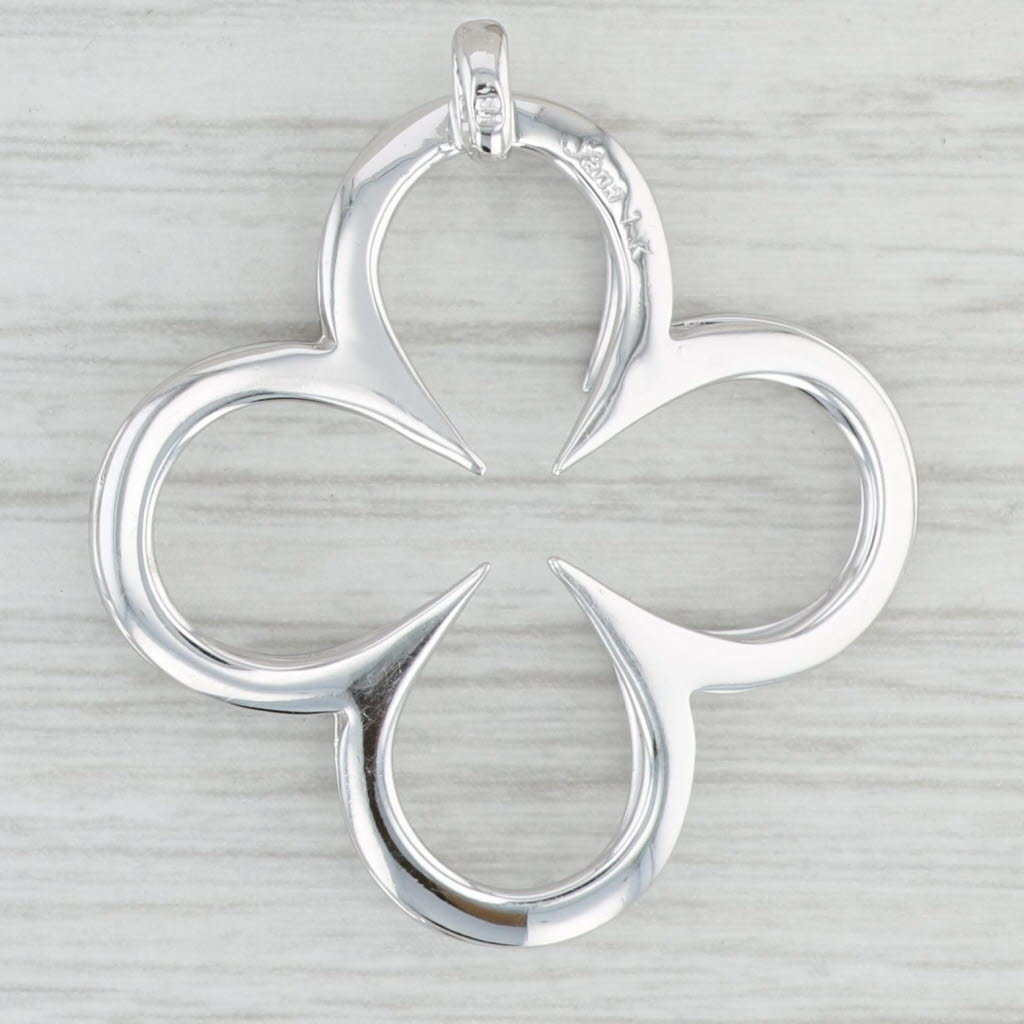0.48ctw Diamond 4 Leaf Clover Shamrock Pendant in 18k White Gold - Elegant Floral Jewelry for St. Patrick's Day, Anniversary & Special Occasion Gifts