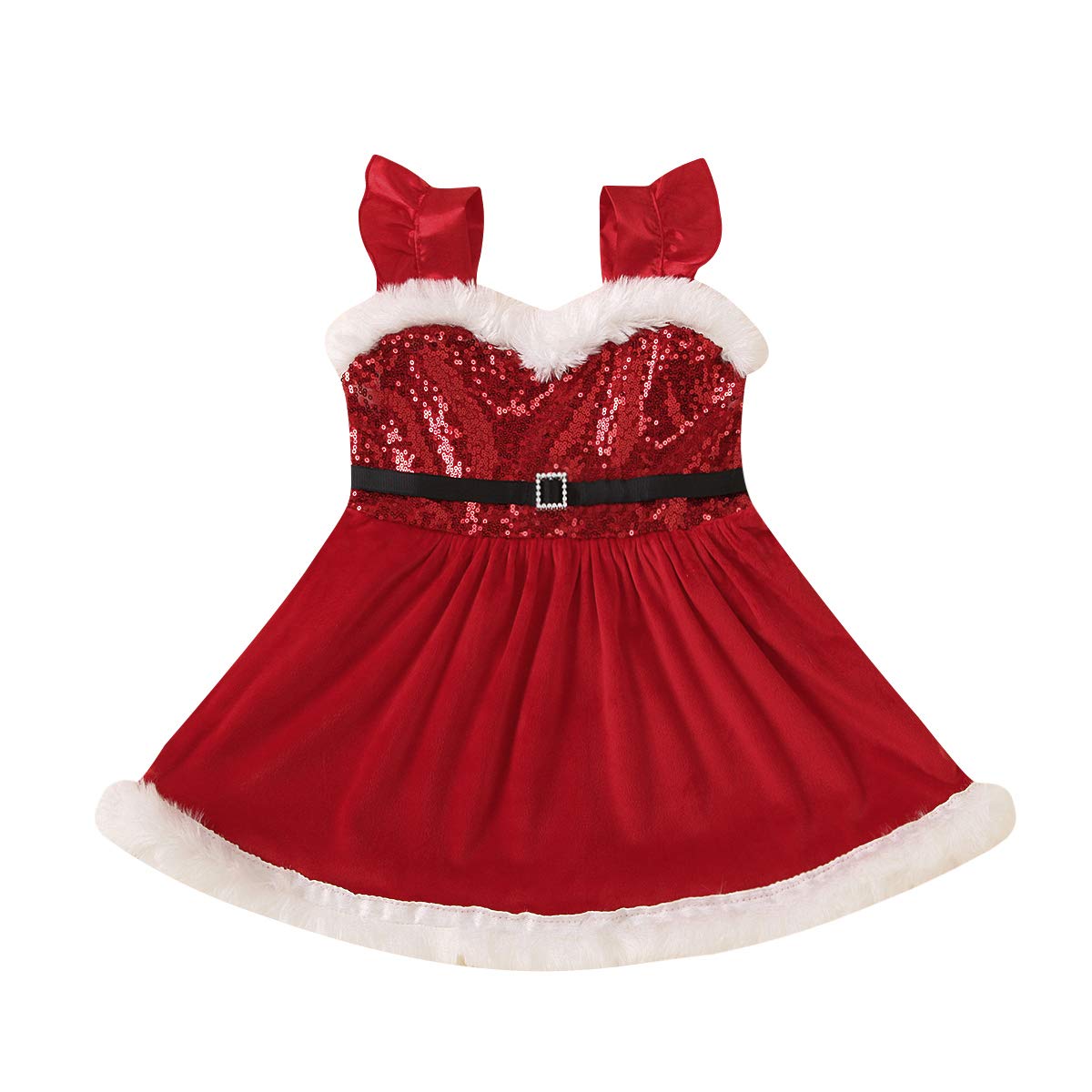 Red Velvet Christmas Dress for Toddler Girls - Santa Claus Outfit with Matching Sister Dress | Princess Party Dress for Holiday Photos & Family Gatherings