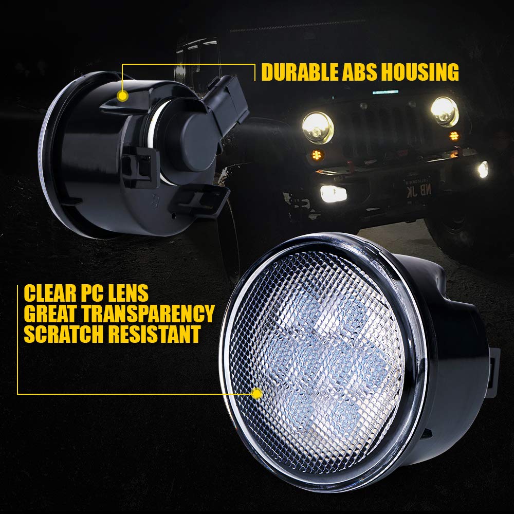 Xprite LED Turn Signal & Side Marker Lights Kit for 2007-2018 Jeep Wrangler JK & Unlimited - Clear Lens - Durable Off-Road Lighting for Enhanced Visibility & Safety