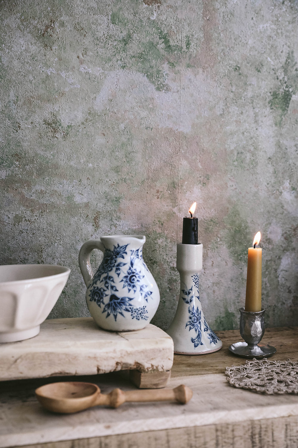 Hand-Painted Artisan Candlestick Holder - Elegant Decorative Candle Holder for Home Decor, Wedding Centerpieces & Romantic Dinner Settings