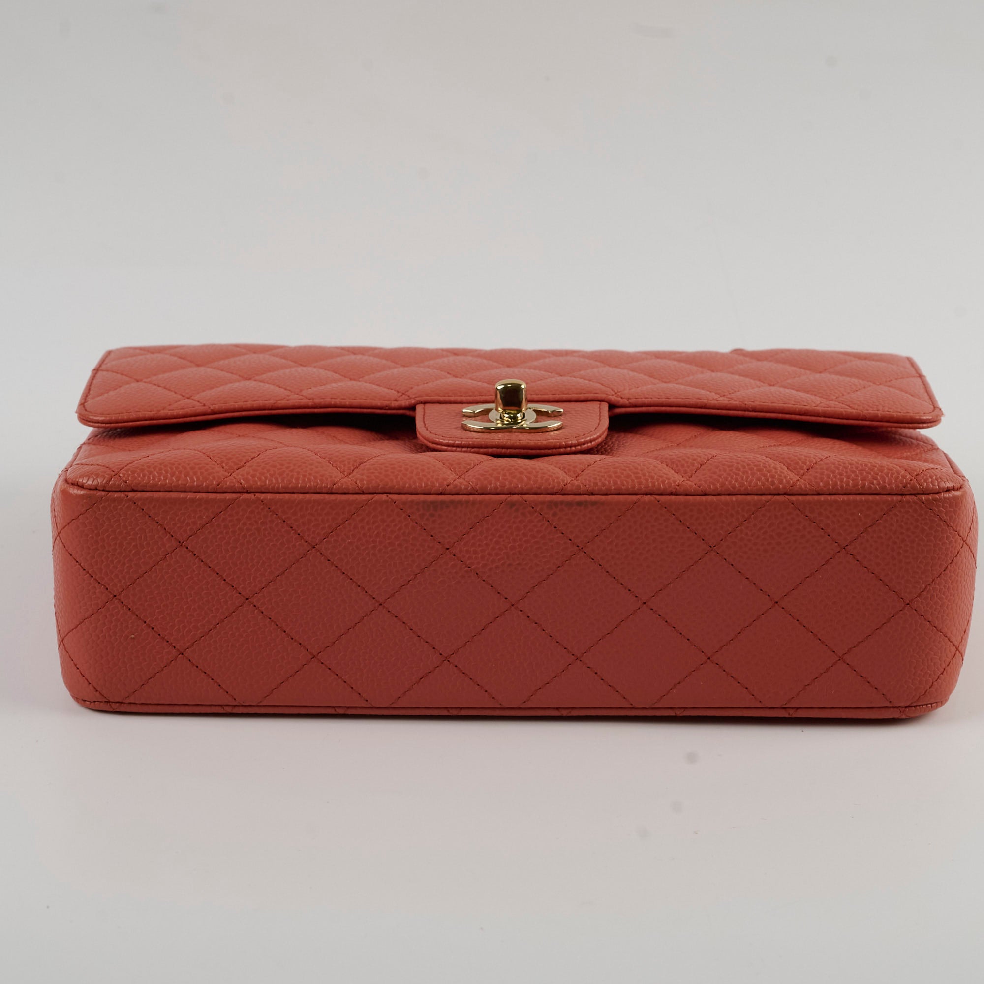 Chanel Medium/Large 24k Gold Plated Caviar Classic Flap Bag in Salmon Pink - Luxury Handbag for Women, Perfect for Parties, Weddings & Special Occasions