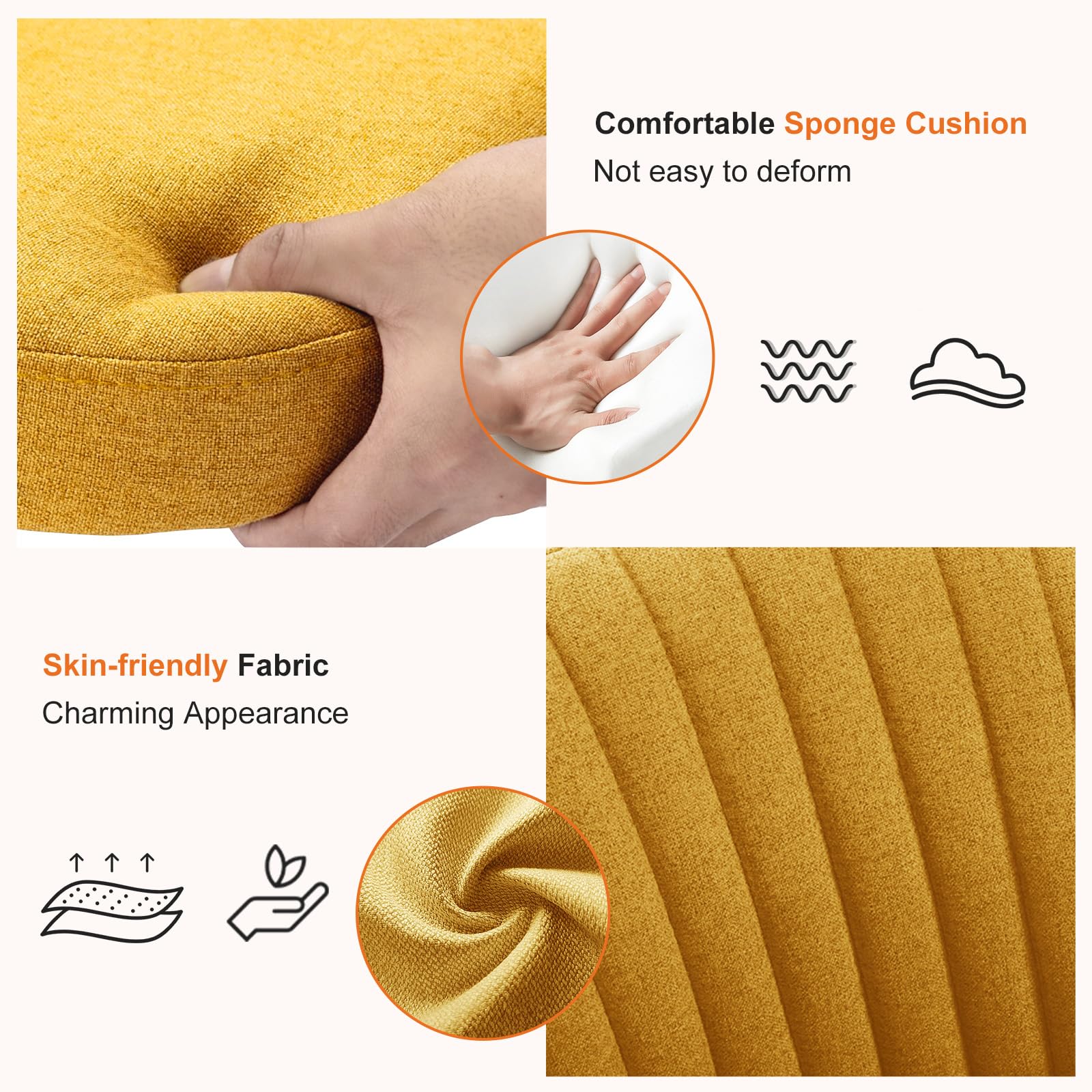 Sweetcrispy Armless Office Chair - Modern Fabric Swivel Desk Chair with Wheels & Adjustable Height, Ergonomic Computer Task Chair for Home Office, Small Spaces | Perfect for Workstations, Gaming & Vanity Areas