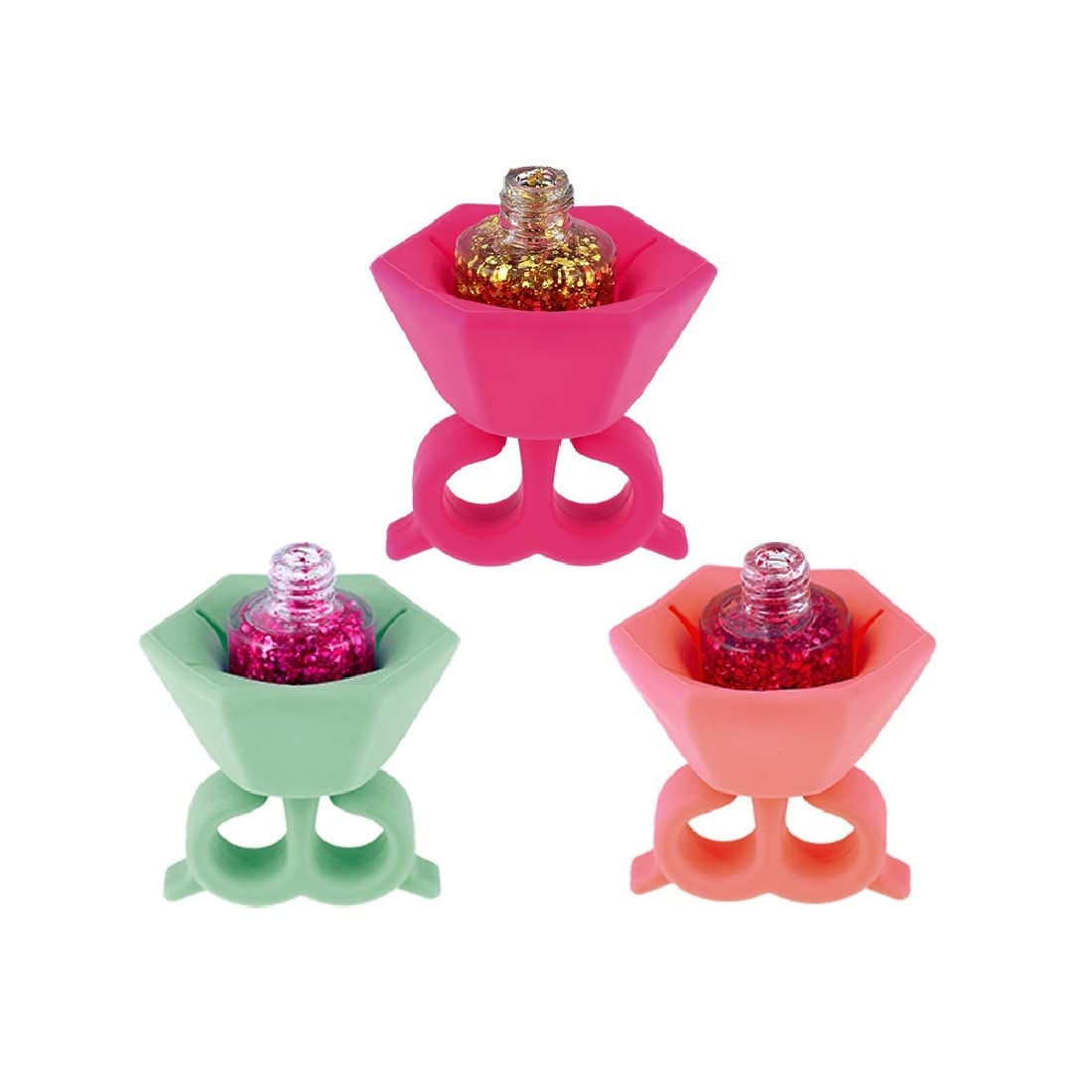 Professional Nail Polish Bottle Display Silicone Round Holder Stand - 2 Pack Multicolor for Salon, Home, and Travel Organization