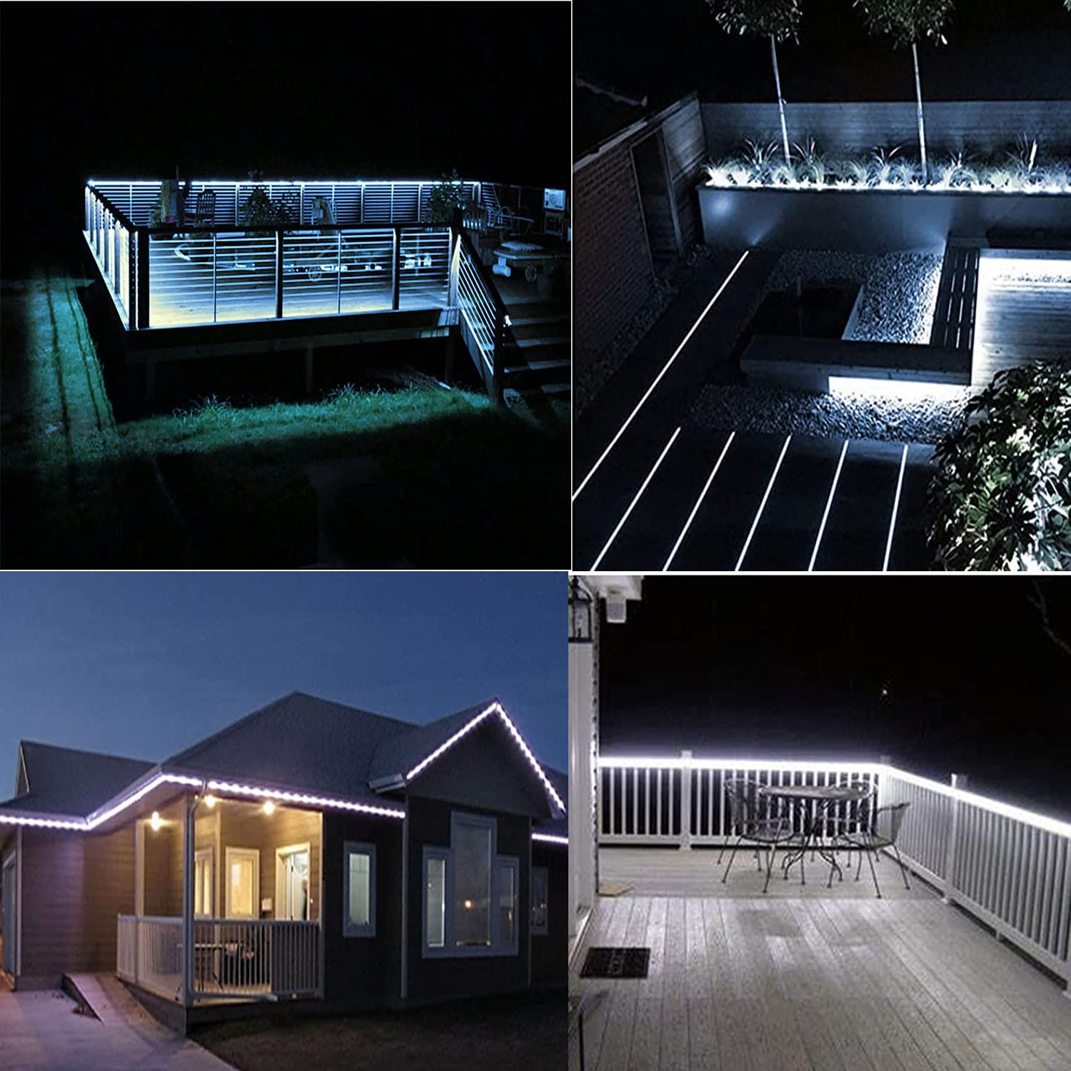 Solar LED Strip Lights Outdoor 16.4ft 280 LEDs Waterproof Cool White with Remote Control - IP67 2835 SMD Rope Lights for Garden, Trees, Christmas, Party, Patio, Fence, Deck Decor