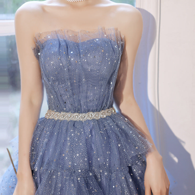 Sparkly Blue Princess Short Prom Dress for Homecoming - Elegant & Glamorous Party Gown for Dances, Formals & Special Occasions