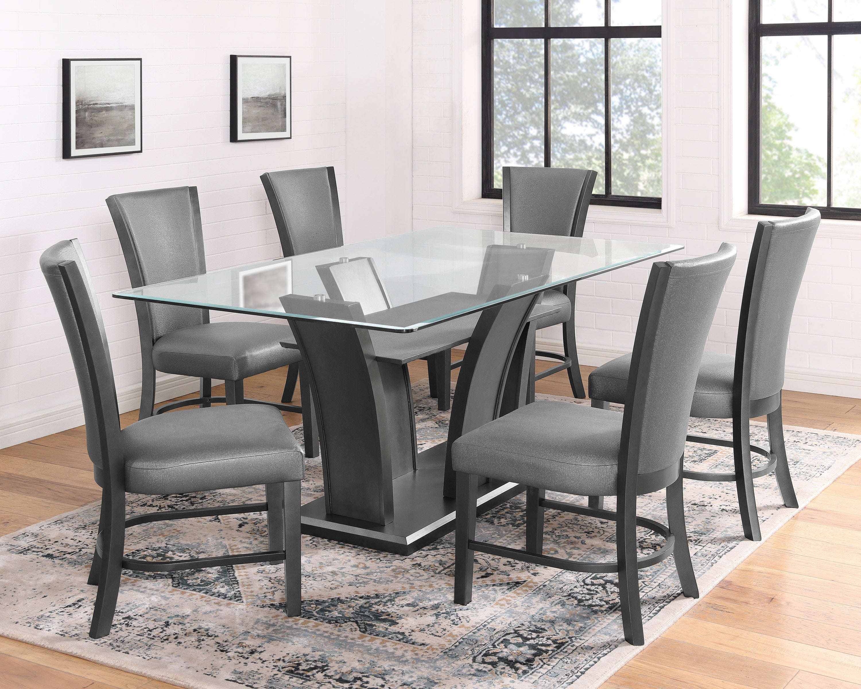 2-Piece Contemporary Glam Upholstered Dining Chairs - Padded Plush Fabric with Wooden Legs - Modern Side Chairs for Dining Room, Kitchen, or Home Office