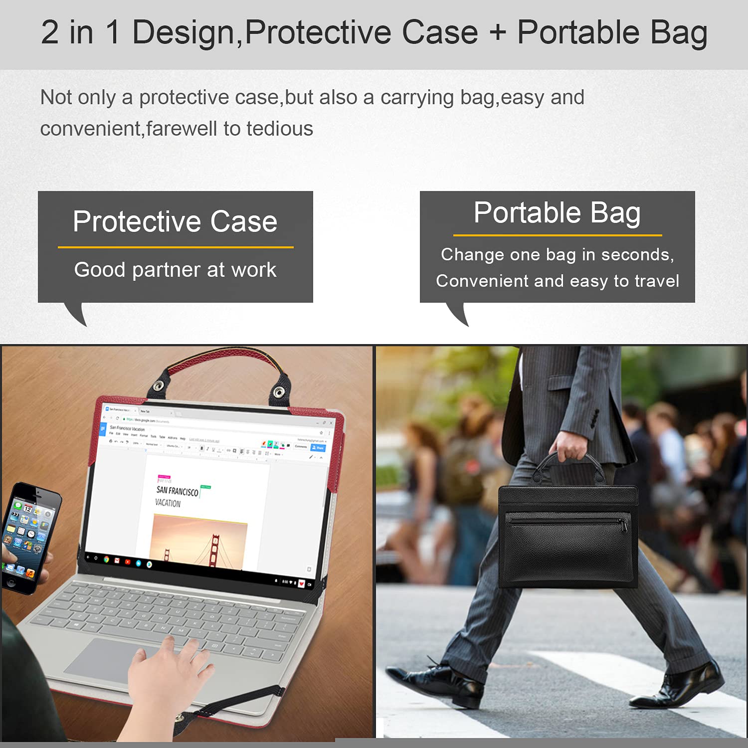 2 in 1 Protective Case & Carrying Bag for 12