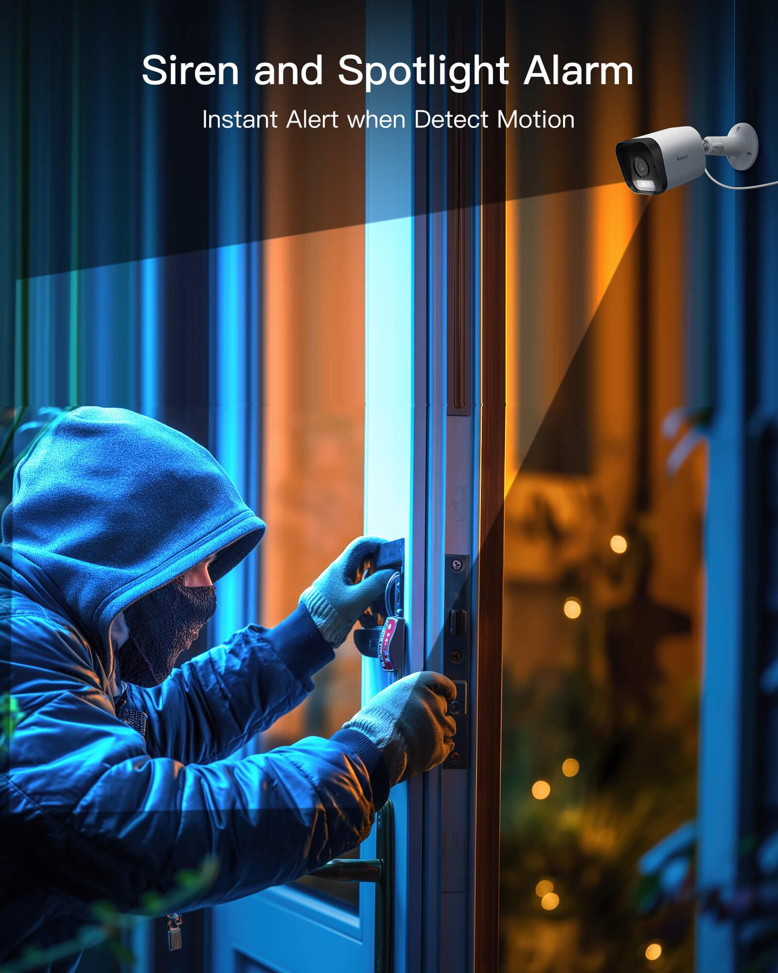 Arenti 4MP Outdoor Security Camera with Color Night Vision - WiFi Wired Surveillance Camera with Spotlight, Siren Alarm, Alert Zone & Two-Way Audio - Compatible with Alexa & Google Assistant (2.4GHz Only) - Ideal for Home Security, Backyard Monitoring & Business Protection (2-Pack)