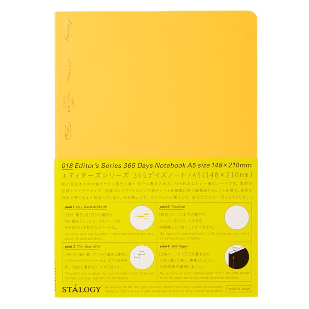 STALOGY Editor's Series 365 Days Notebook - A5 Grid Journal for Daily Planning, Sketching & Note Taking | Perfect for Bullet Journaling, Work Notes & Creative Writing | Nitto Brand