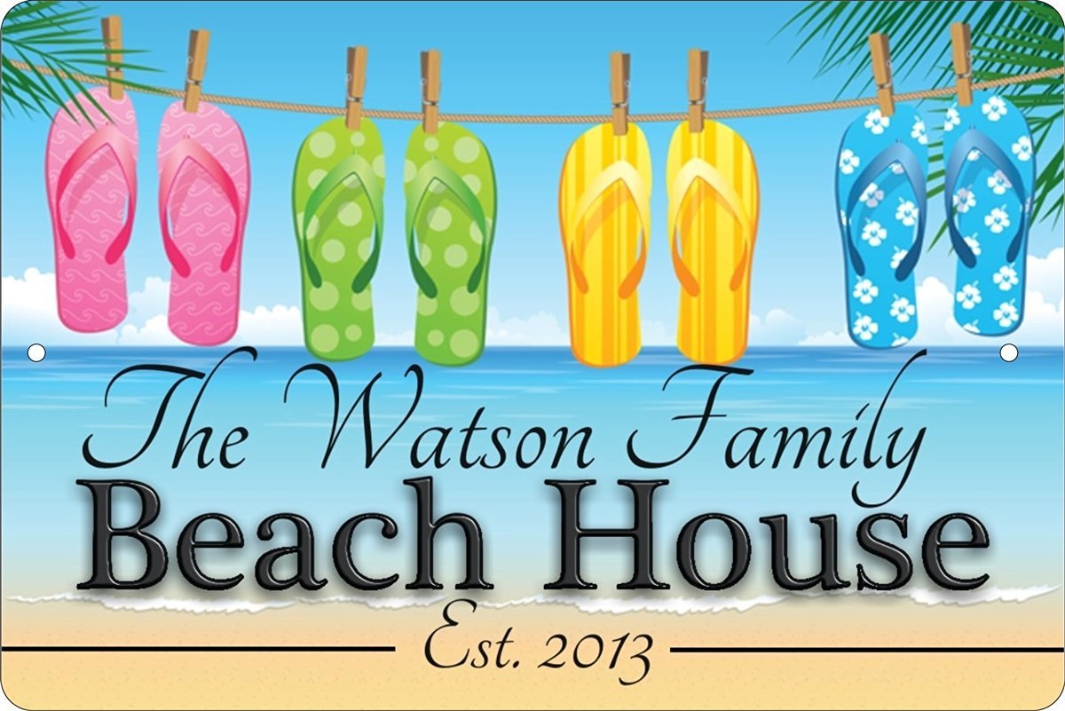 Personalized Beach House Aluminum Sign - Custom Name & Design for Coastal Home Decor - Perfect for Porch, Patio, or Wall Art