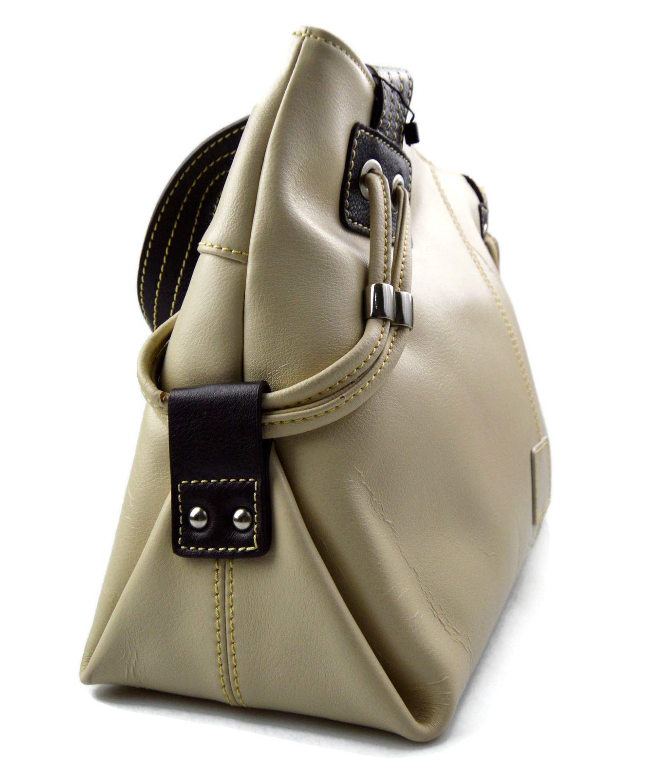 Italian Genuine Leather Shoulder Bag for Women - Crossbody Handbag in Beige | Perfect for Work, Travel & Everyday Use