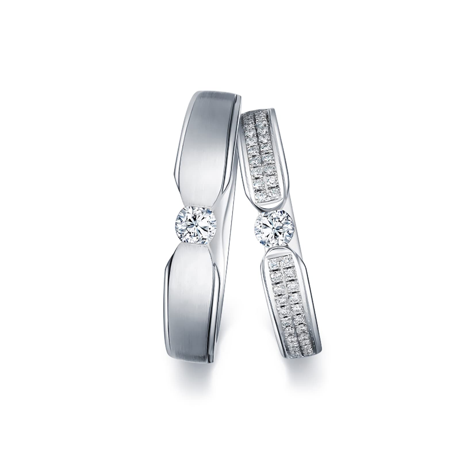 DIYA Moissanite Couple Rings Set - D Color Engravable His & Her Promise Rings in Sterling Silver for Wedding & Anniversary - Perfect for Proposals, Engagements, and Matching Jewelry Gifts